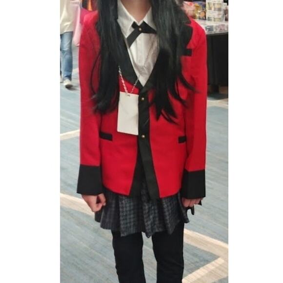 Kakegurui Outfit Cosplay Costume Anime Jacket Skirt Necklace & Wig! - Picture 1 of 2